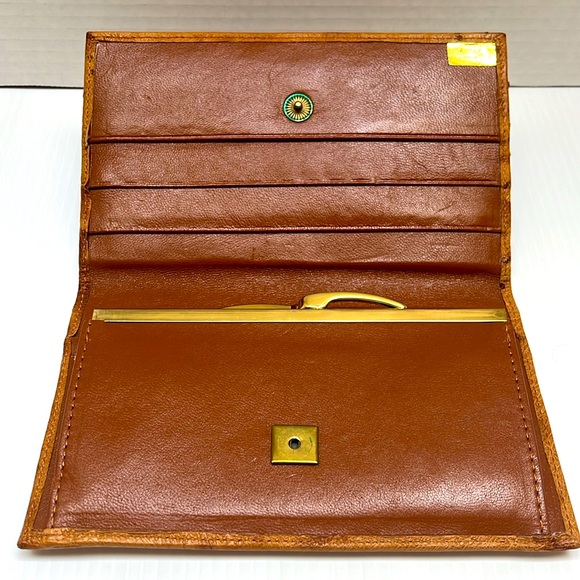Vintage Corbeau Ostrich Tan Leather Wallet - Picture 4 of 12